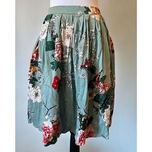 Grace Karin Blue Floral Skirt Womens Small Cottage Country Circle Pockets Full